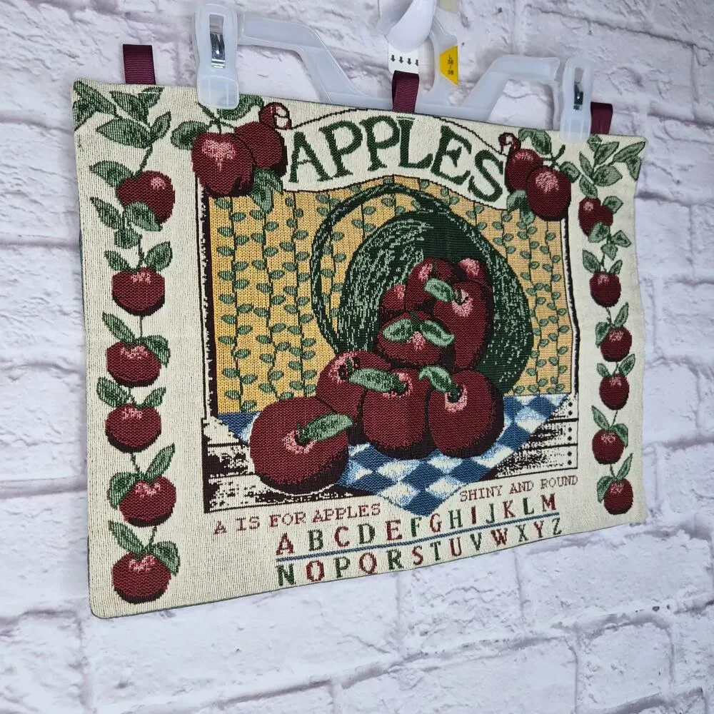 Vintage Fall Apple Tapestry Wall Hanging Cottagecore Farmhouse Country Decor 90s
